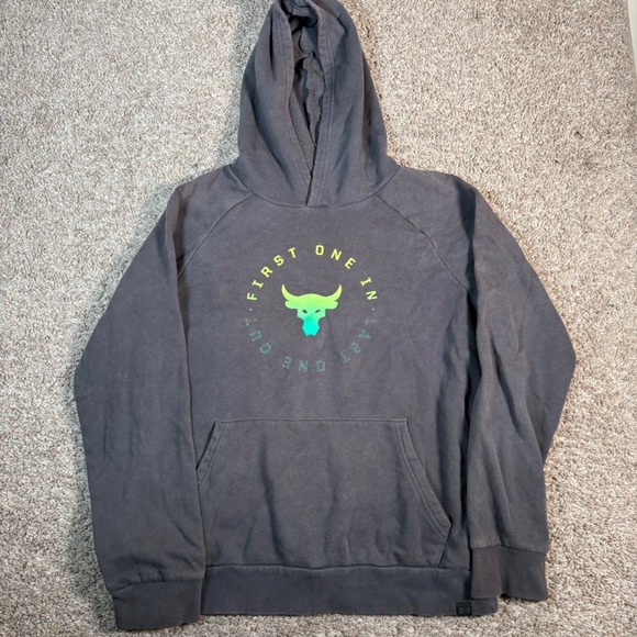 Under Armour Project Rock Hoodie Youth‎ L Pullover First One In Last One Out - Picture 1 of 7